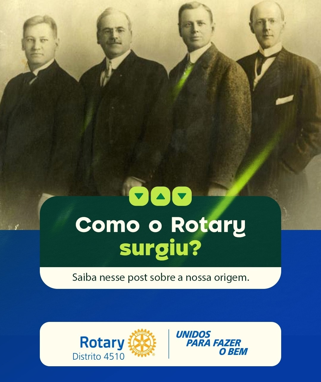 Texto do Rotary - Distrito 4510

Como o Rotary surgiu?

Tudo começou em 23 de fevereiro de 1905, qua...