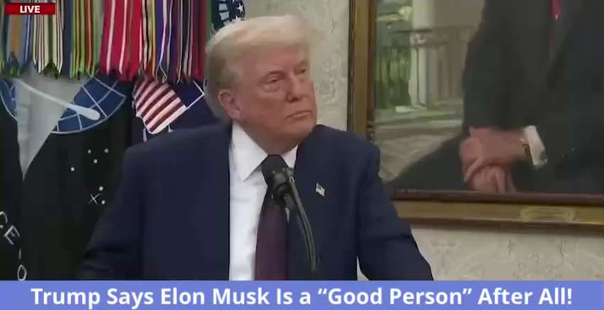 🚨 JUST IN: President Trump-Elon Musk makeup?
“I think he’s a good person.”
“I think he had a bad mo...