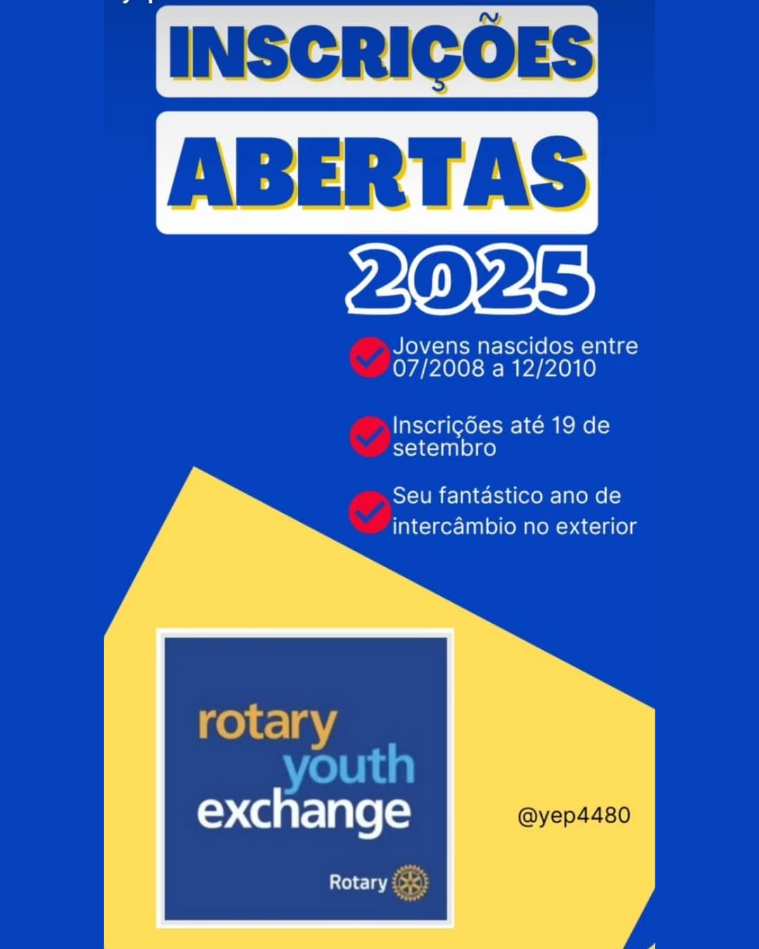 Texto do Yep4480

Inscrições abertas para o intercâmbio cultural de curta e longa duração 2026/27

É...