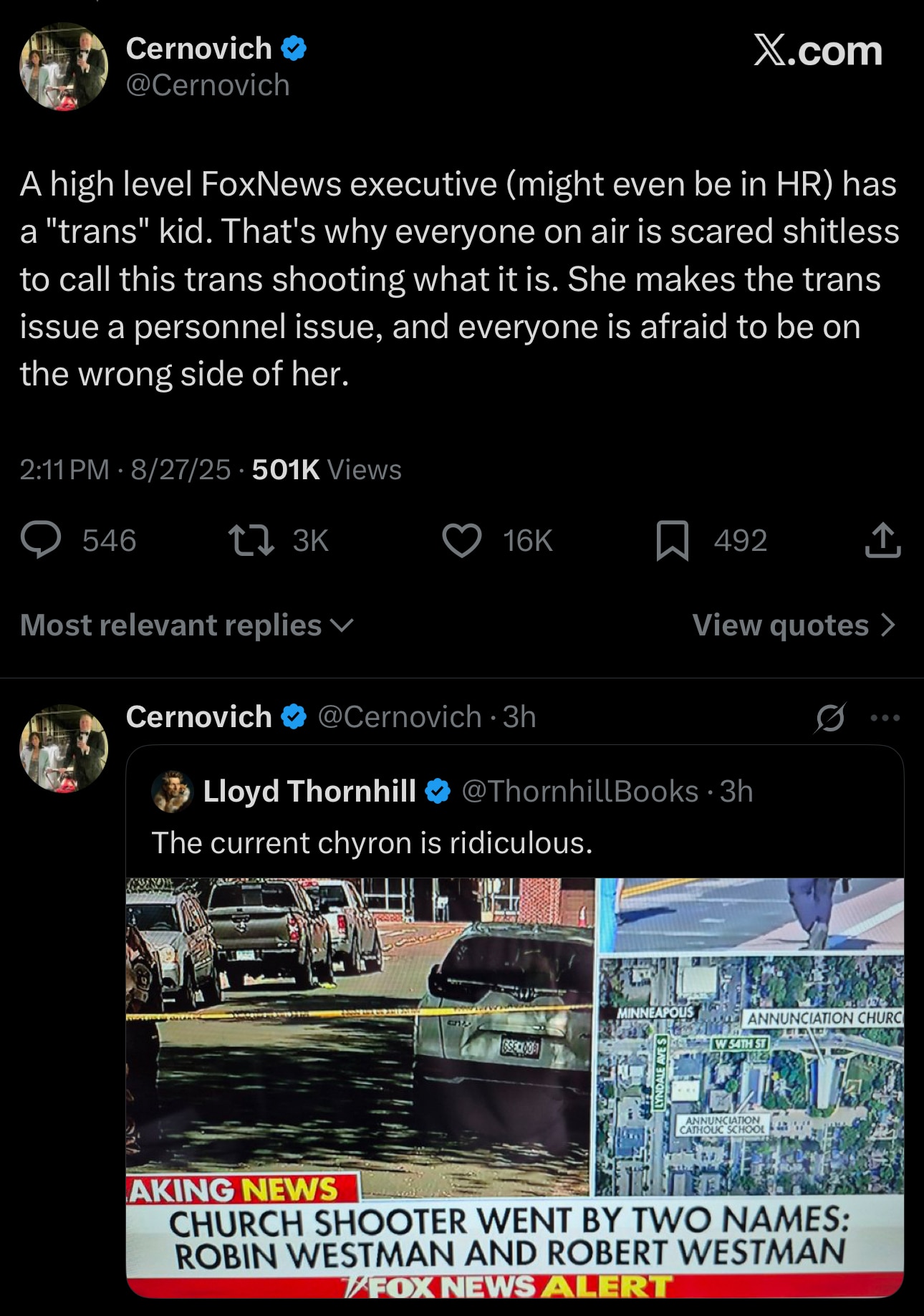 Woke Fox

https://x.com/cernovich/status/1960769859287196000?s=46&t=3931NSakXU_NxtbBNjENtw