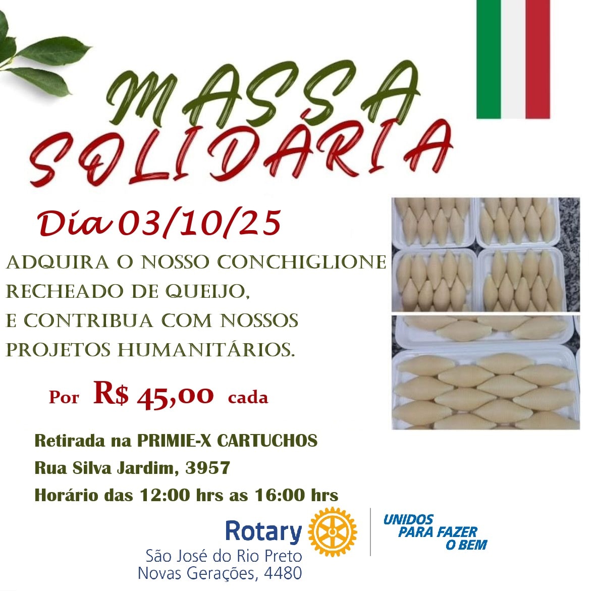 Texto do Rotary Club de São José do Rio Preto - Novas Gerações

Chegou a nossa famosa massa Solidári...