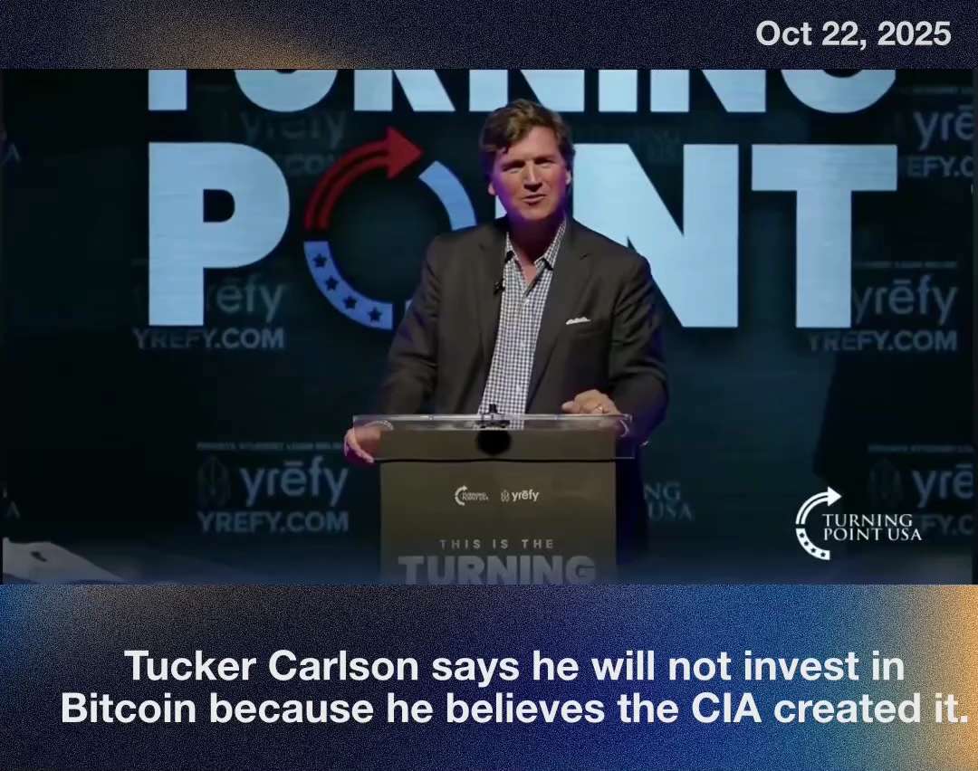 JUST IN: 🇺🇸 Tucker Carlson says he will not invest in Bitcoin because he believes the CIA created ...