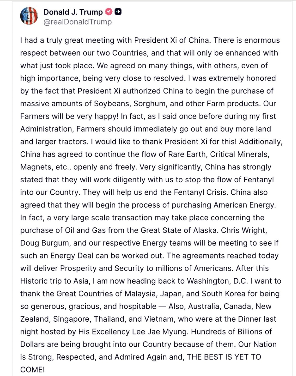 中美贸易战综述：虎头蛇尾、整装待发

韩国当地时间10月30日，釜山机场，习降落，机场附近的川习会不到2小时，然后川起飞离开，他们的交集这么短，意味着中美贸易谈判达成的交集很少。好比集合竞价，一个开价...