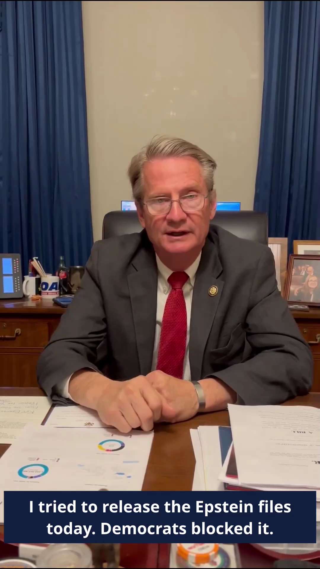 I tried to release the Epstein files today. Democrats blocked it. 