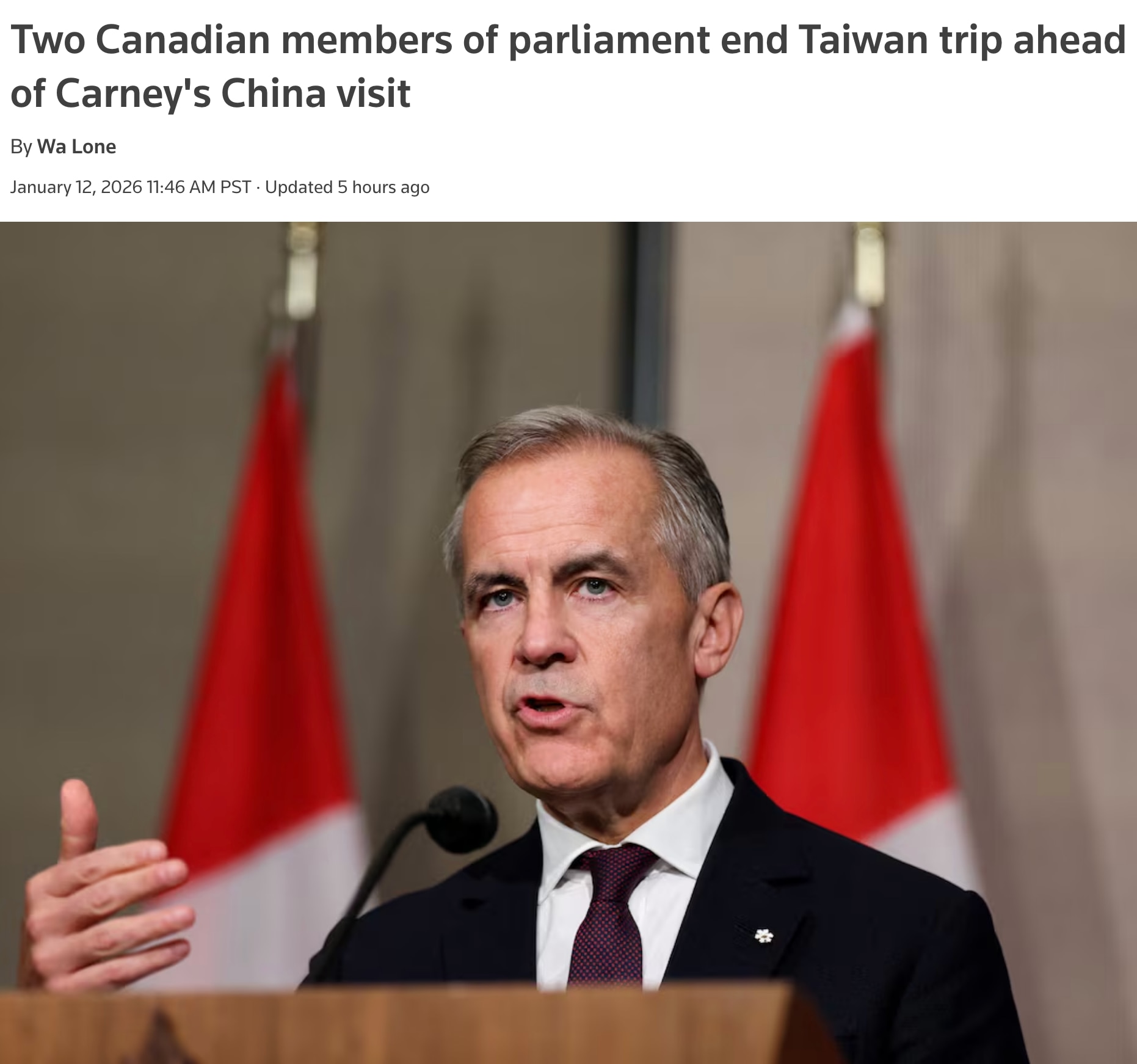 Two Canadian Liberal MPs said in a statement on Monday that they are ending their trip to Taiwan ear...