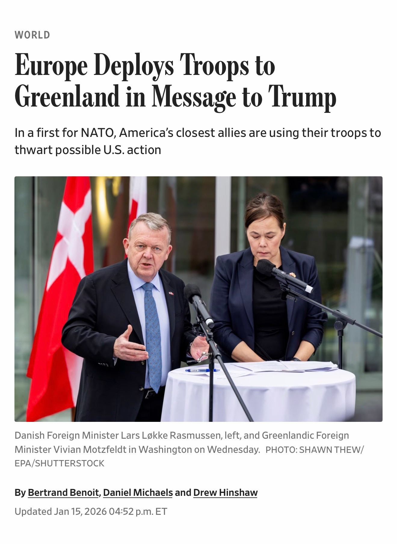 “At an air base 200 miles north, a Danish C-130 military plane unloaded Swedish troops, while a 13-p...