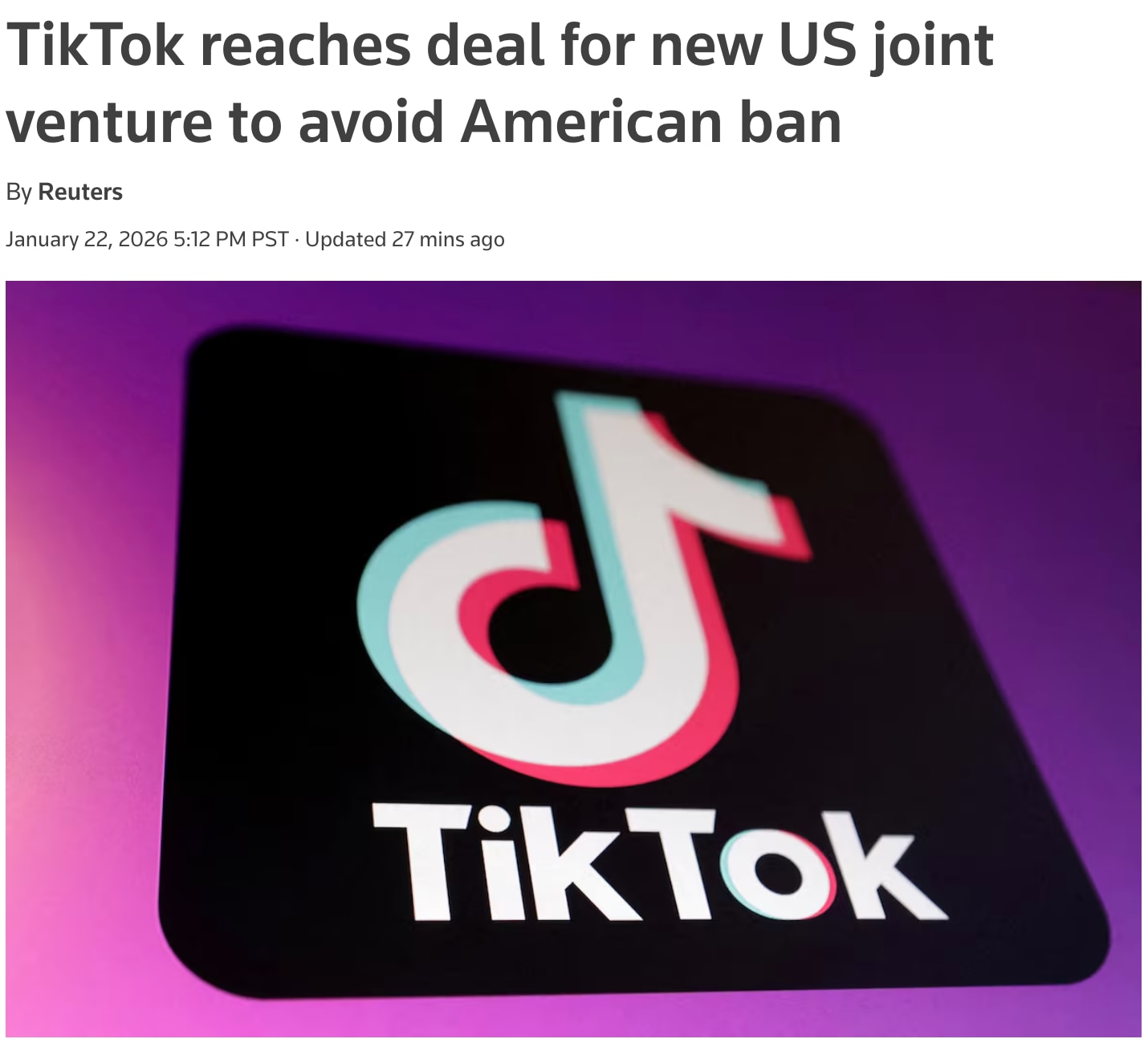 JUST IN - On Thursday, TikTok’s CCP-backed parent company, ByteDance, finalized a deal to create a U...
