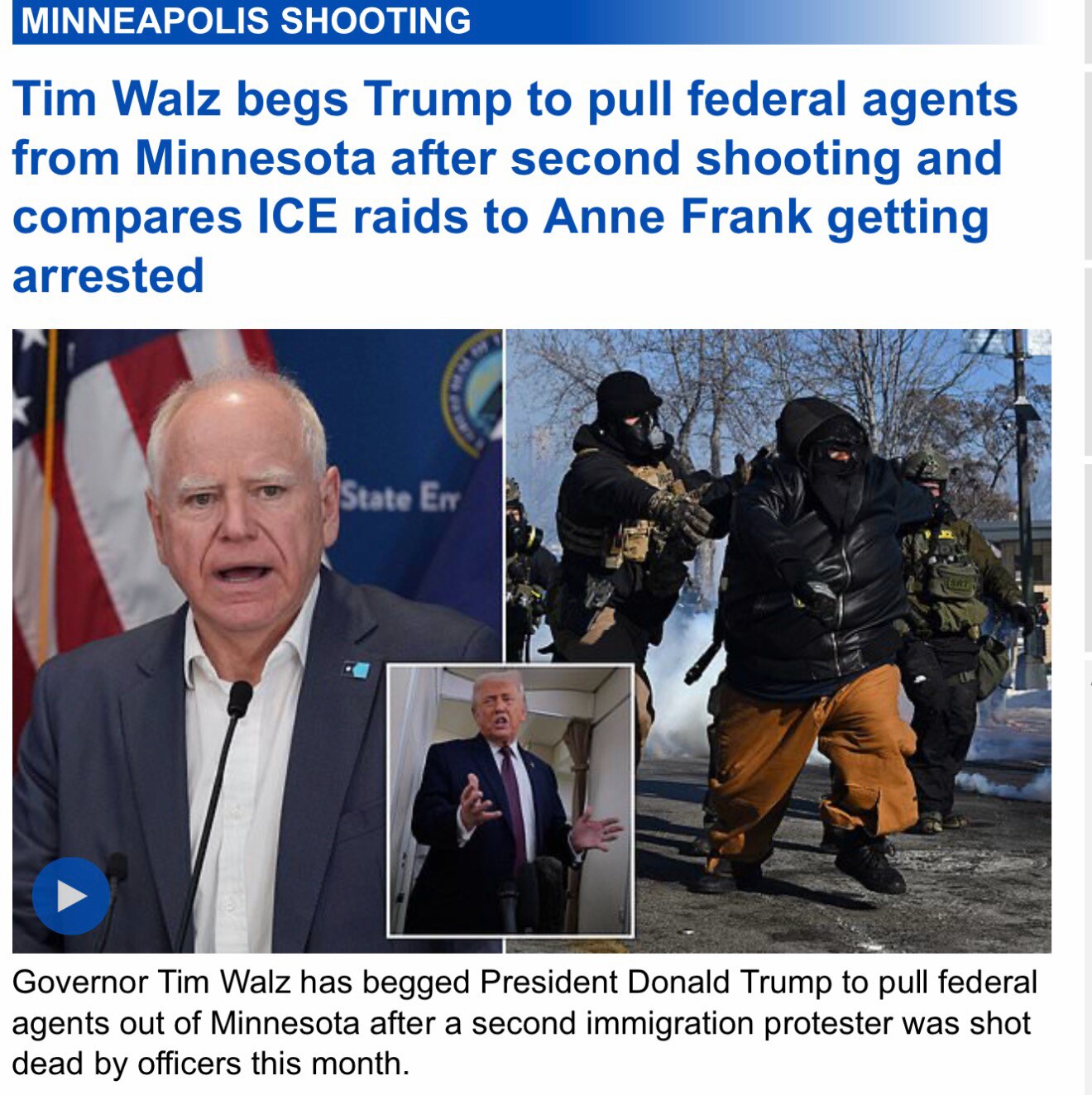 “Walz's plea comes just one day after Attorney General Pam Bondi sent him a letter urging the Minnes...