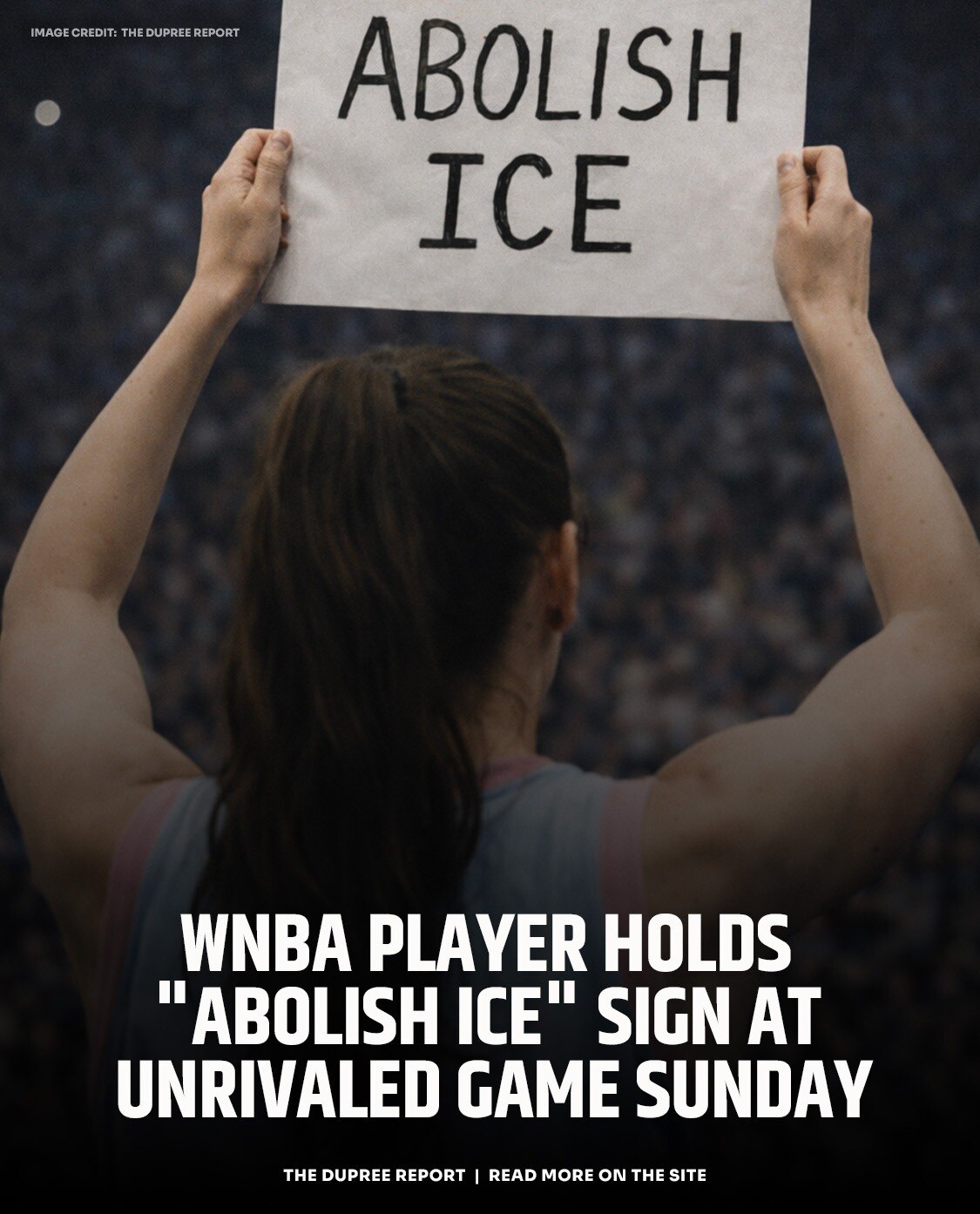 🏀 WNBA MVP Breanna Stewart holds "Abolish ICE" sign at Unrivaled game after Minneapolis shooting. P...