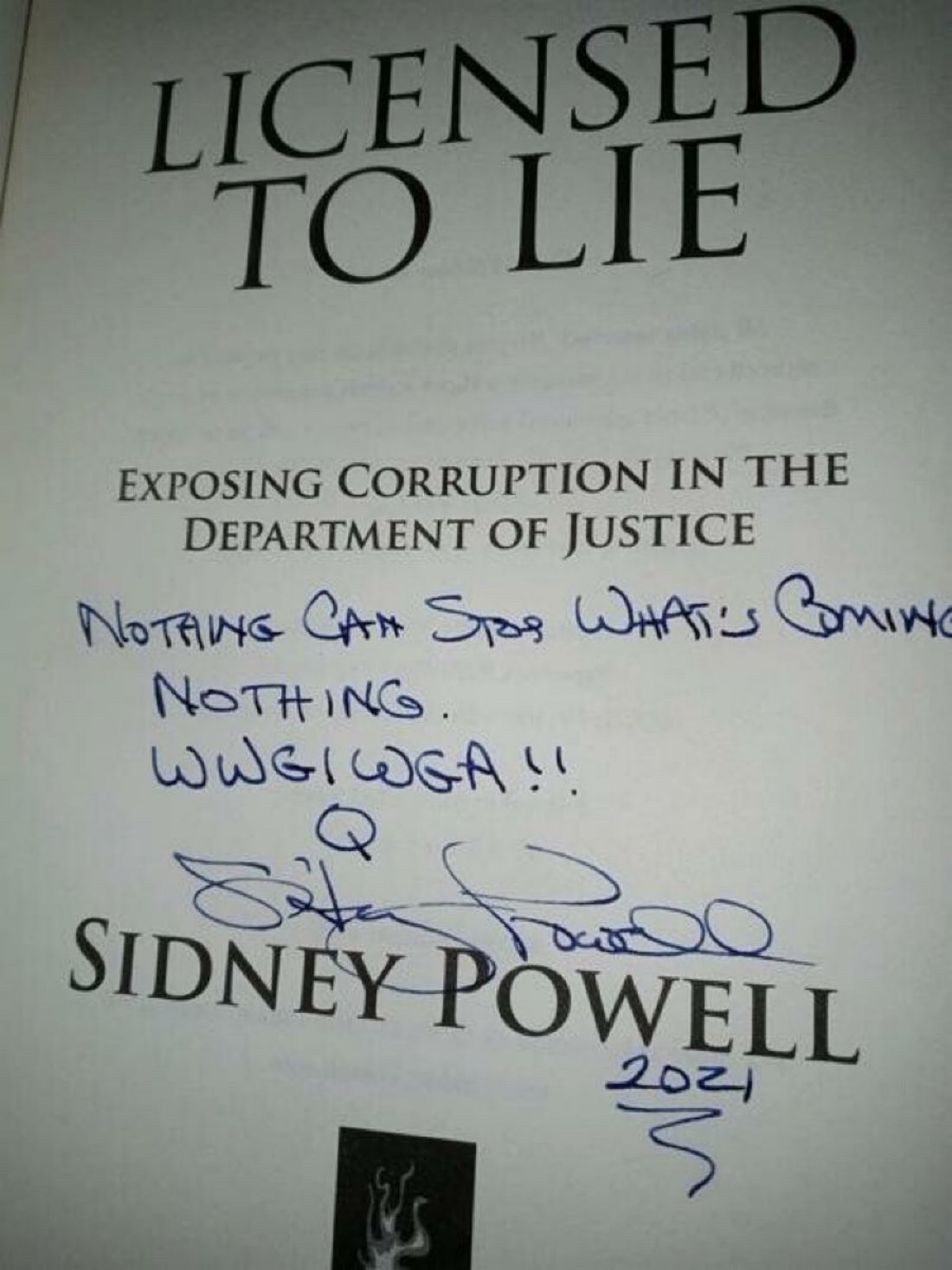 DROGO:
Sidney Powell is at the DOJ today and
Nothing Can Stop What Is Coming.
https://x.com/kagdrogo...