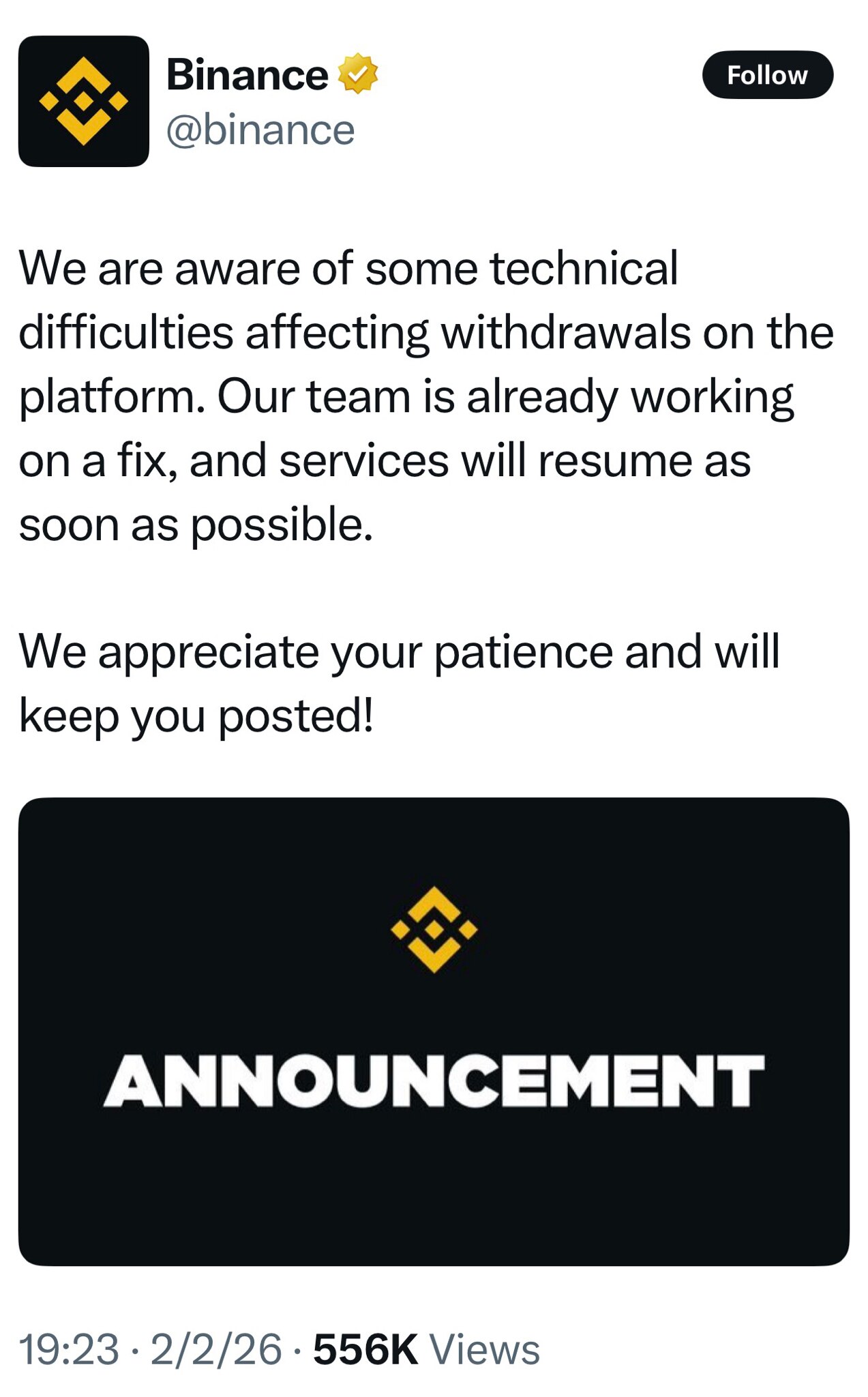 突发消息：Binance 正在经历提现危机！

链上数据和市场追踪显示，Binance 在短时间内出现了数十亿美元资产被提走的情况，包括像 USDT 这样的稳定币以及其他主要加密货币，这表明资金正在流...