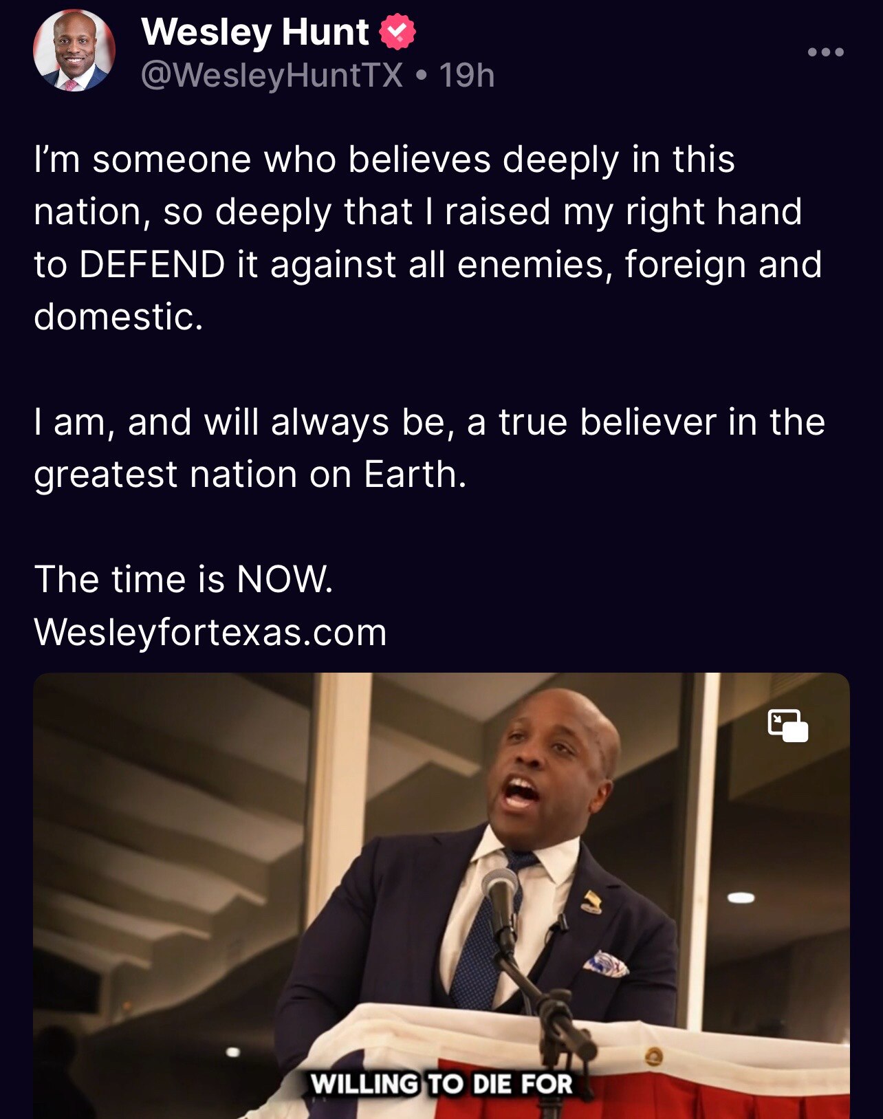 🇺🇸 Representative Wesley Hunt For U.S. Senator: 🇺🇸 

