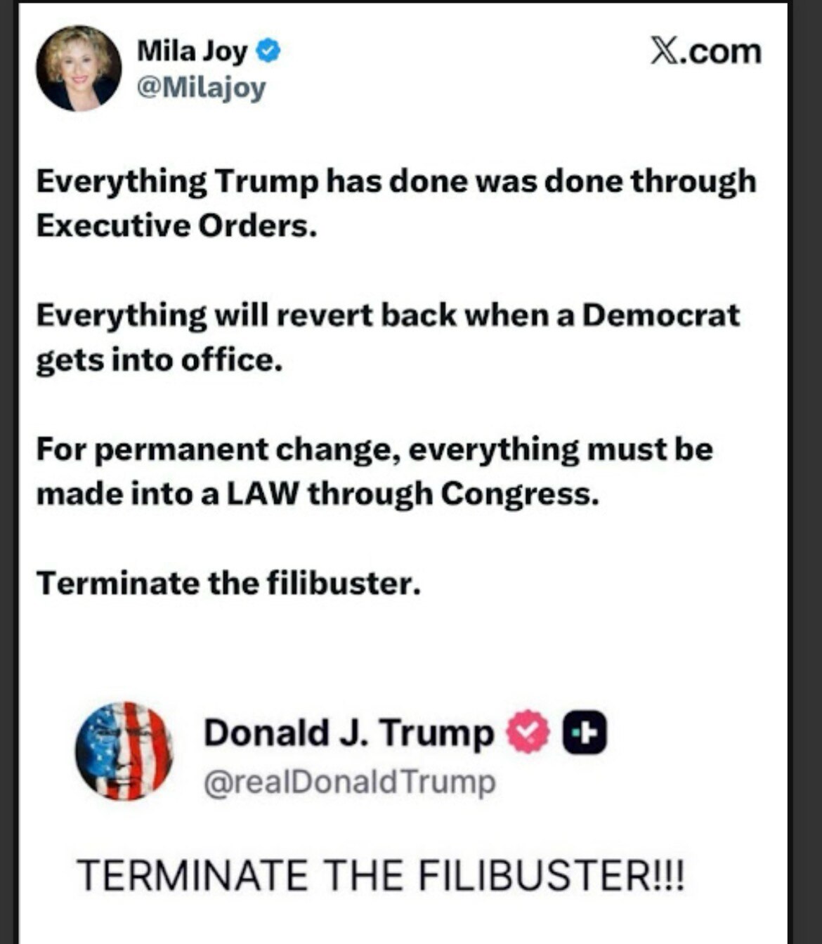 ...contact your Congressman to codify the current EO's that are trying to save the U.S. Republic... ...