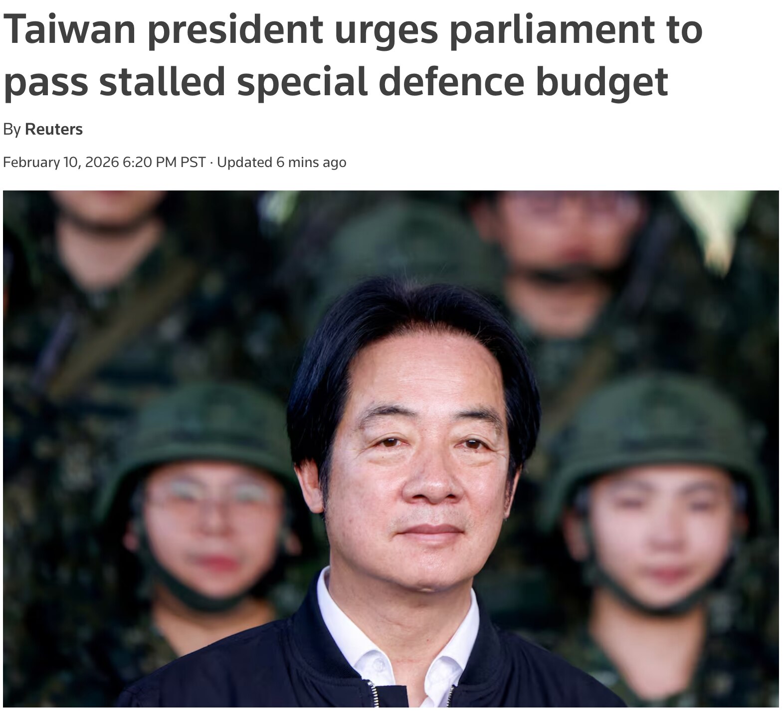 On Wednesday, Taiwan President Lai Ching-te urged the opposition-controlled parliament to pass his $...