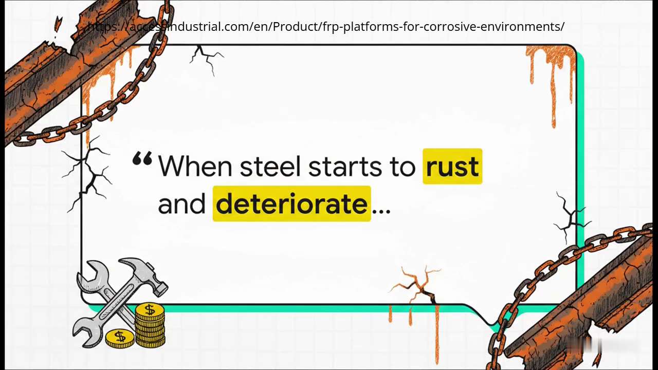 When steel starts to rust and deteriorate, FRP platforms stand strong.

Our Fiber Reinforced Plastic...