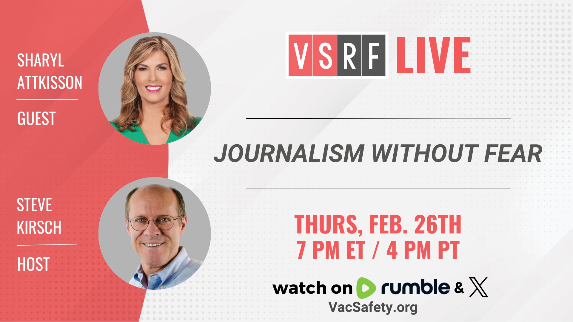 🚨TONIGHT on VSRF Live🚨

Steve Kirsch sits down with Emmy Award–winning investigative journalist Sh...