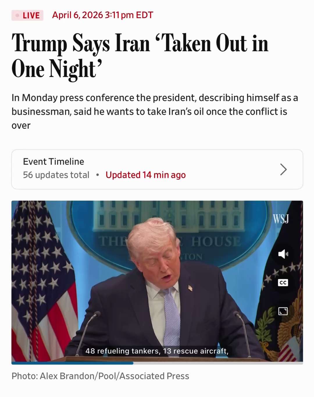 “Iran rejected a proposal from the U.S. and regional mediators to end hostilities for 45 days in exc...