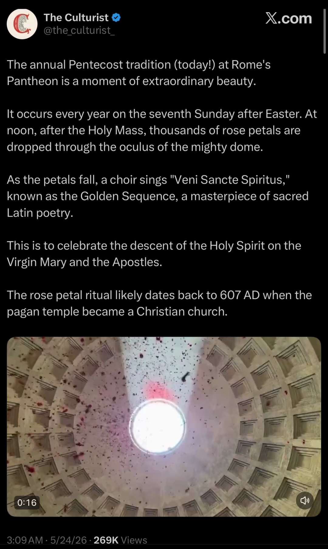the_culturist_: The annual Pentecost tradition (today!) at Rome's Pantheon is a moment of extraordin...