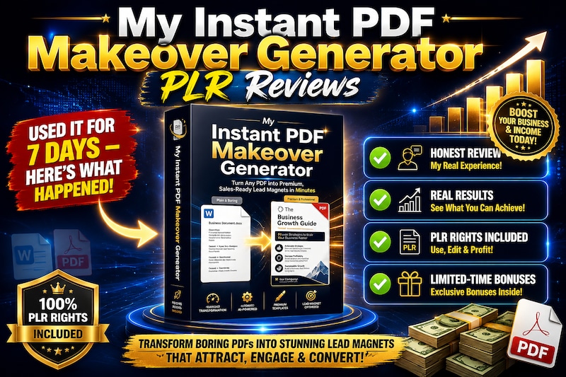 My Instant PDF Makeover Generator PLR Reviews: Can This Tool Really Create Profitable PDF Products?
...