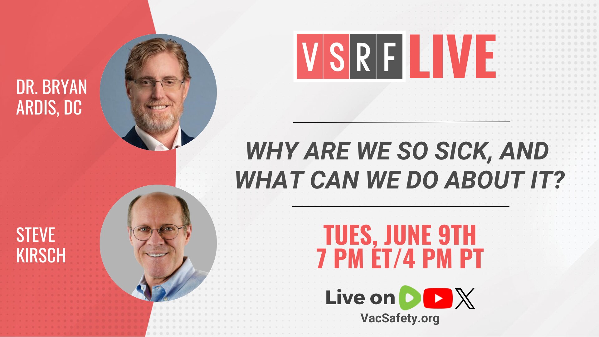 🚨 TONIGHT ON VSRF LIVE 🚨

Are we living in the sickest generation in modern history?

Dr. Bryan Ar...