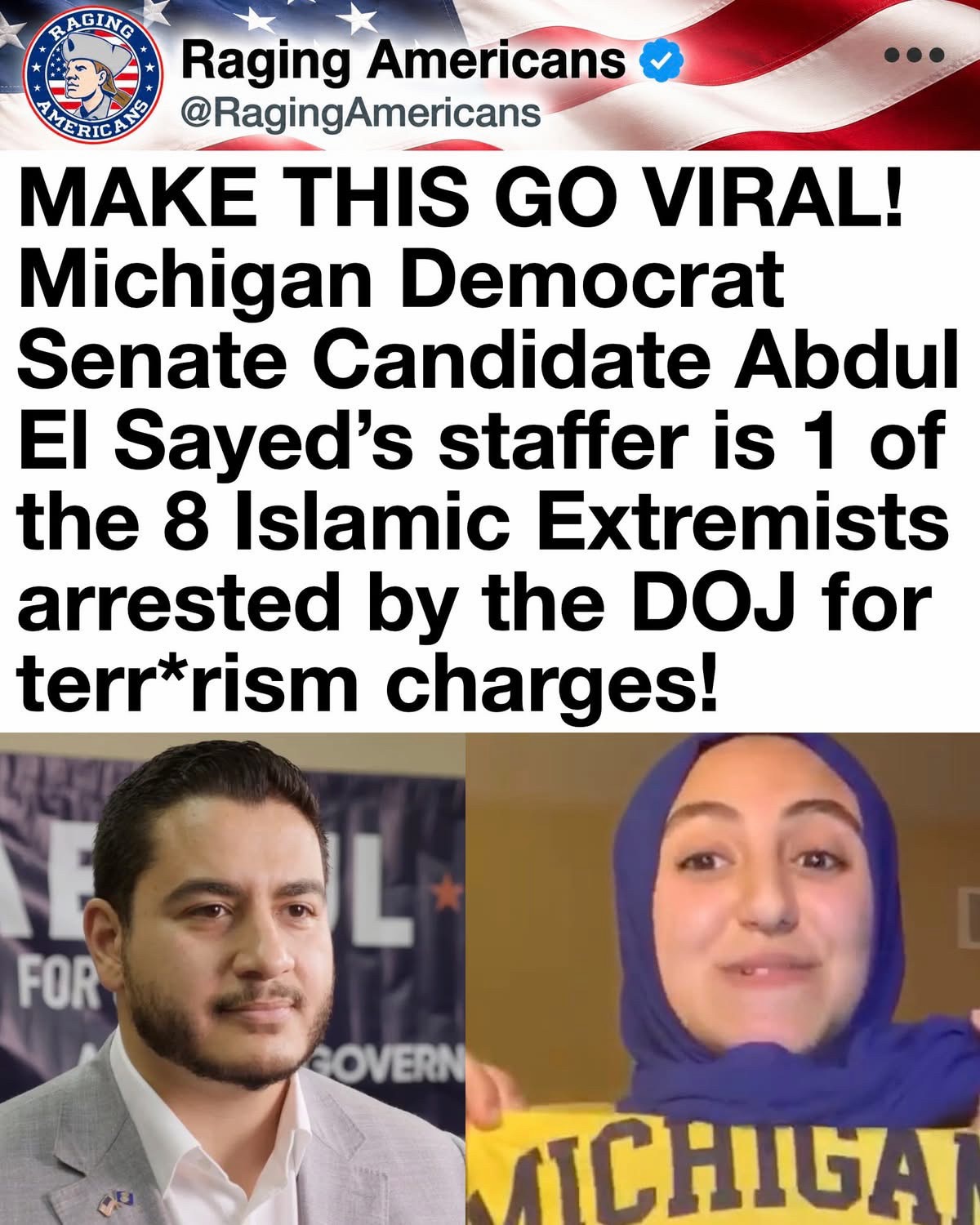 Michigan Democrat Senate candidate Abdul El-Sayed’s staffer is one of the eight Islamic extremists j...