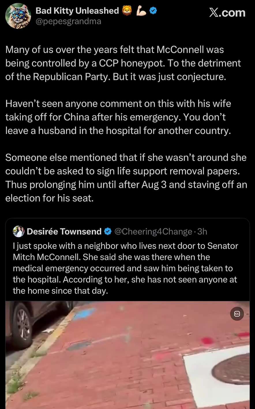 Online speculation is growing over Mitch McConnell’s medical emergency, Elaine Chao’s reported trave...