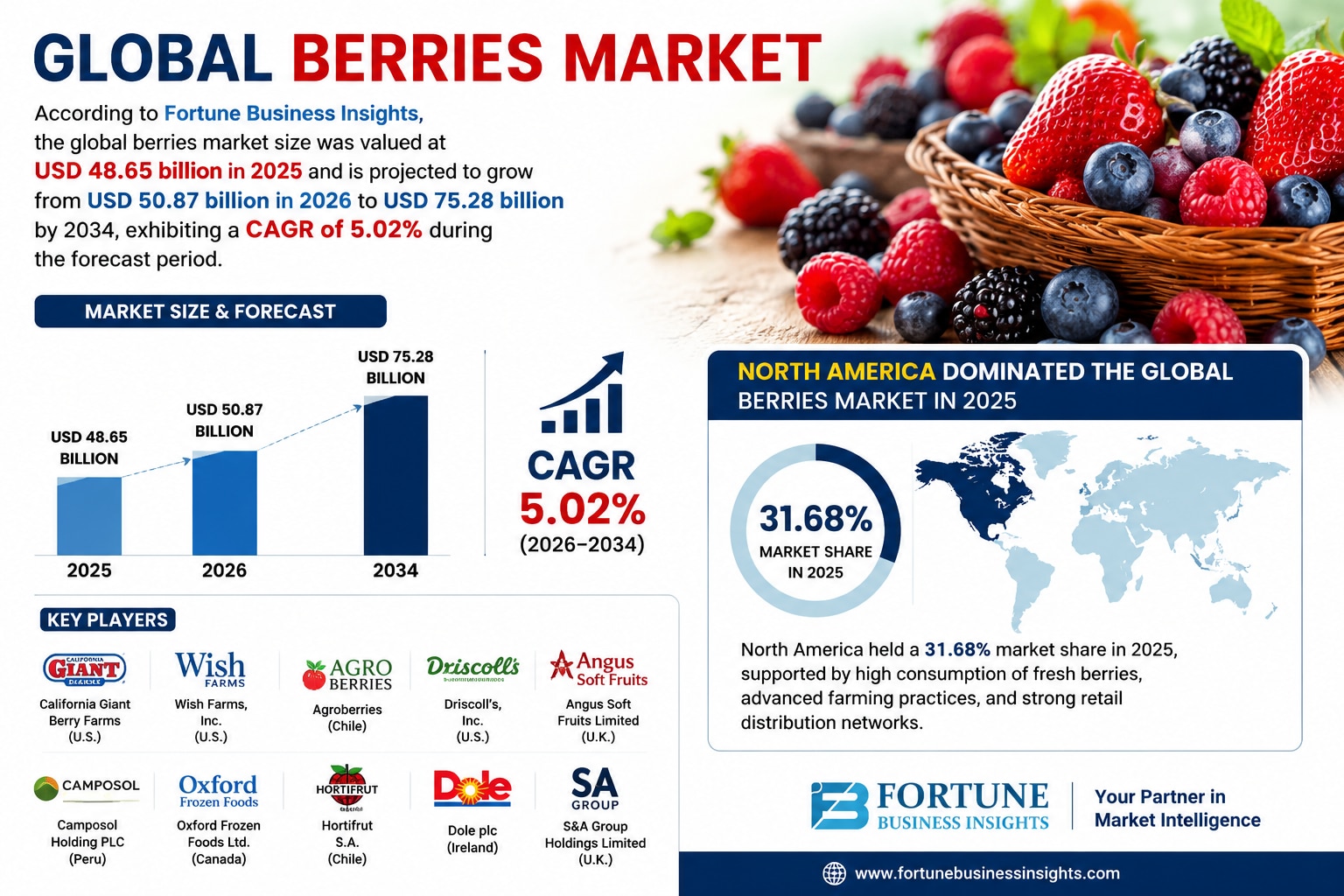 Berries Market Size, Share, Growth Trends, and Key Players, 2026–2034

According to Fortune Business...