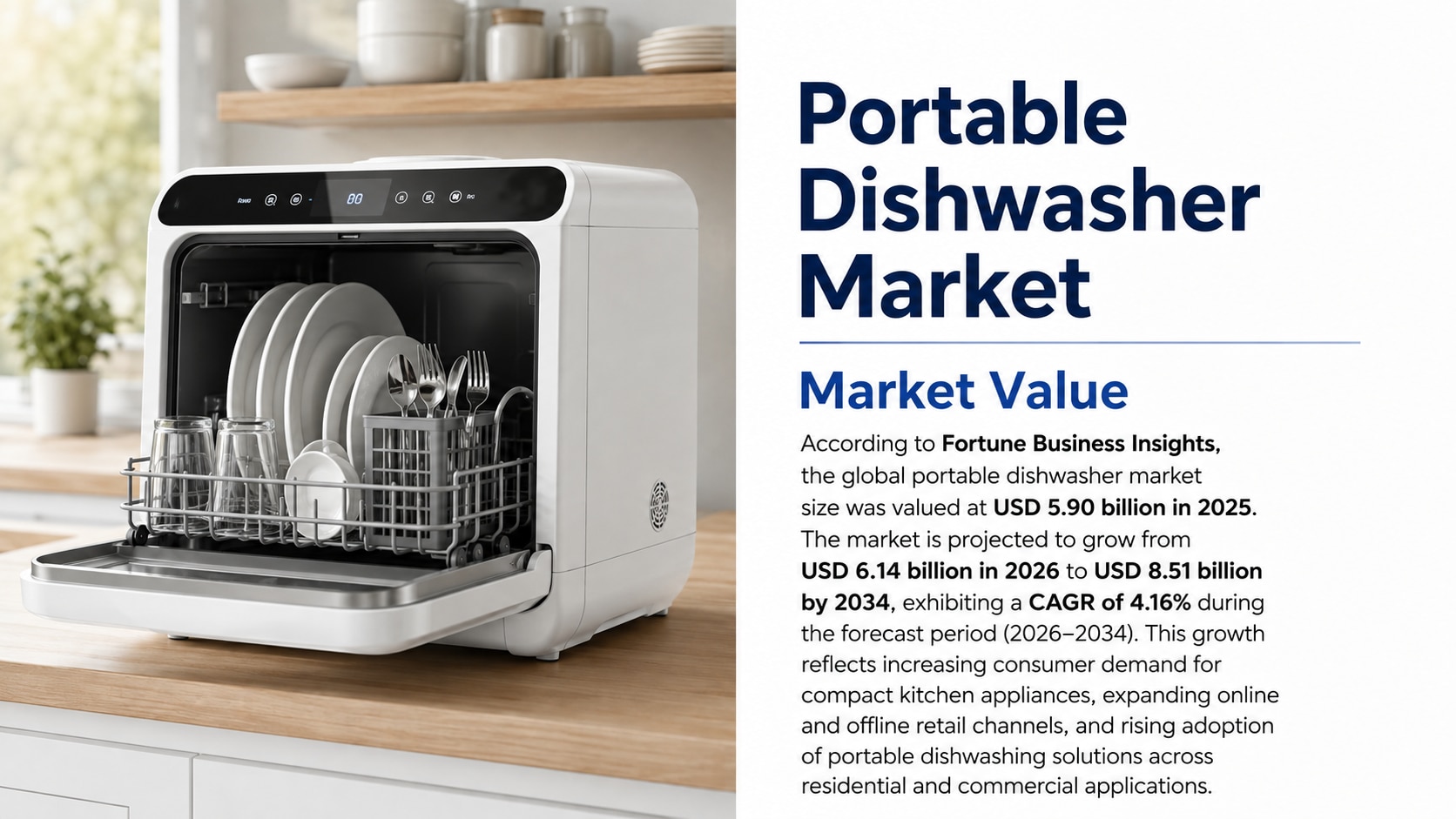 Portable Dishwasher Market: Size, Share, Growth and Forecast (2026–2034)

According to Fortune Busin...