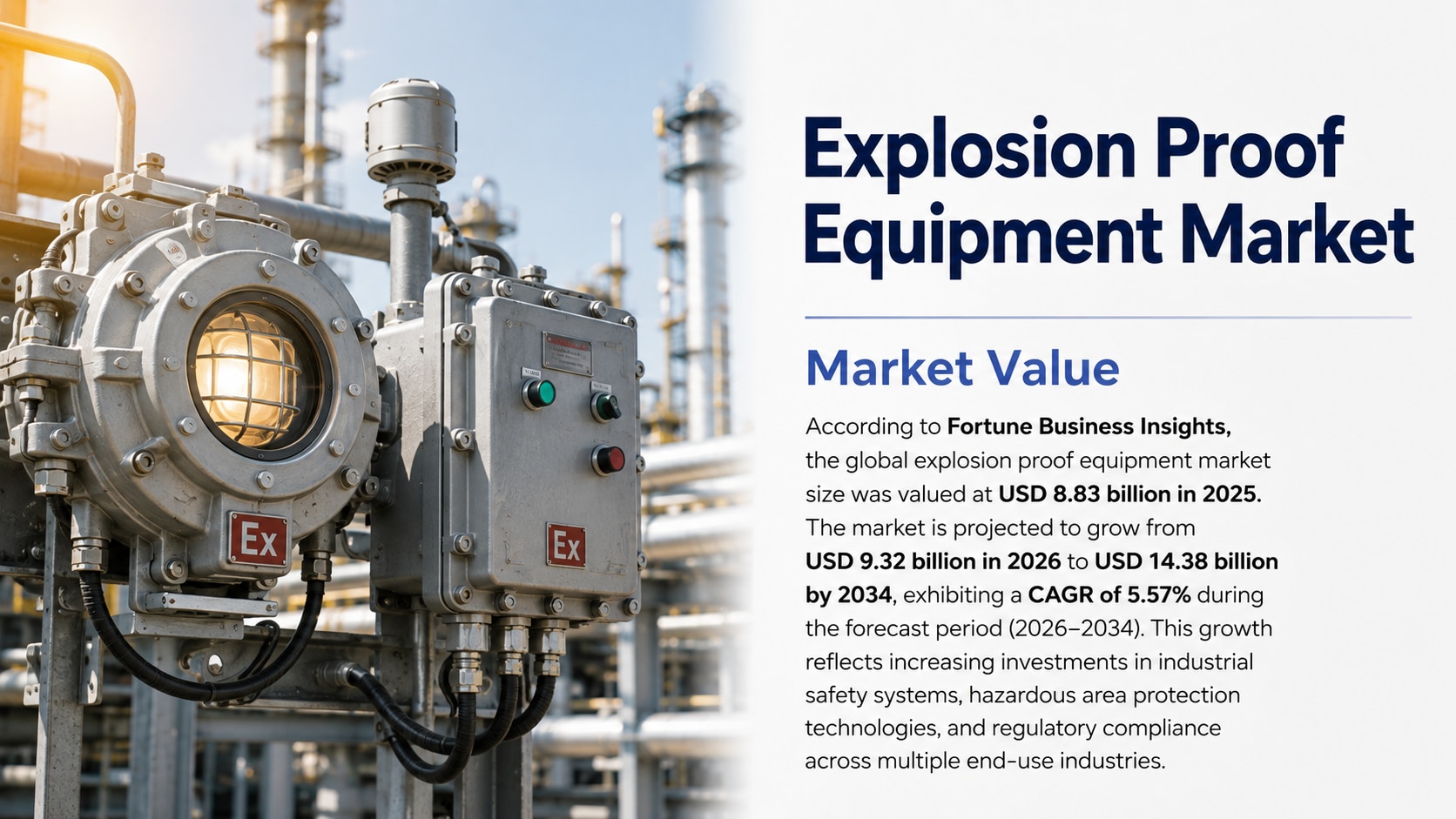 Explosion proof equipment market: size, share, growth, and forecast (2026–2034)

According to Fortun...