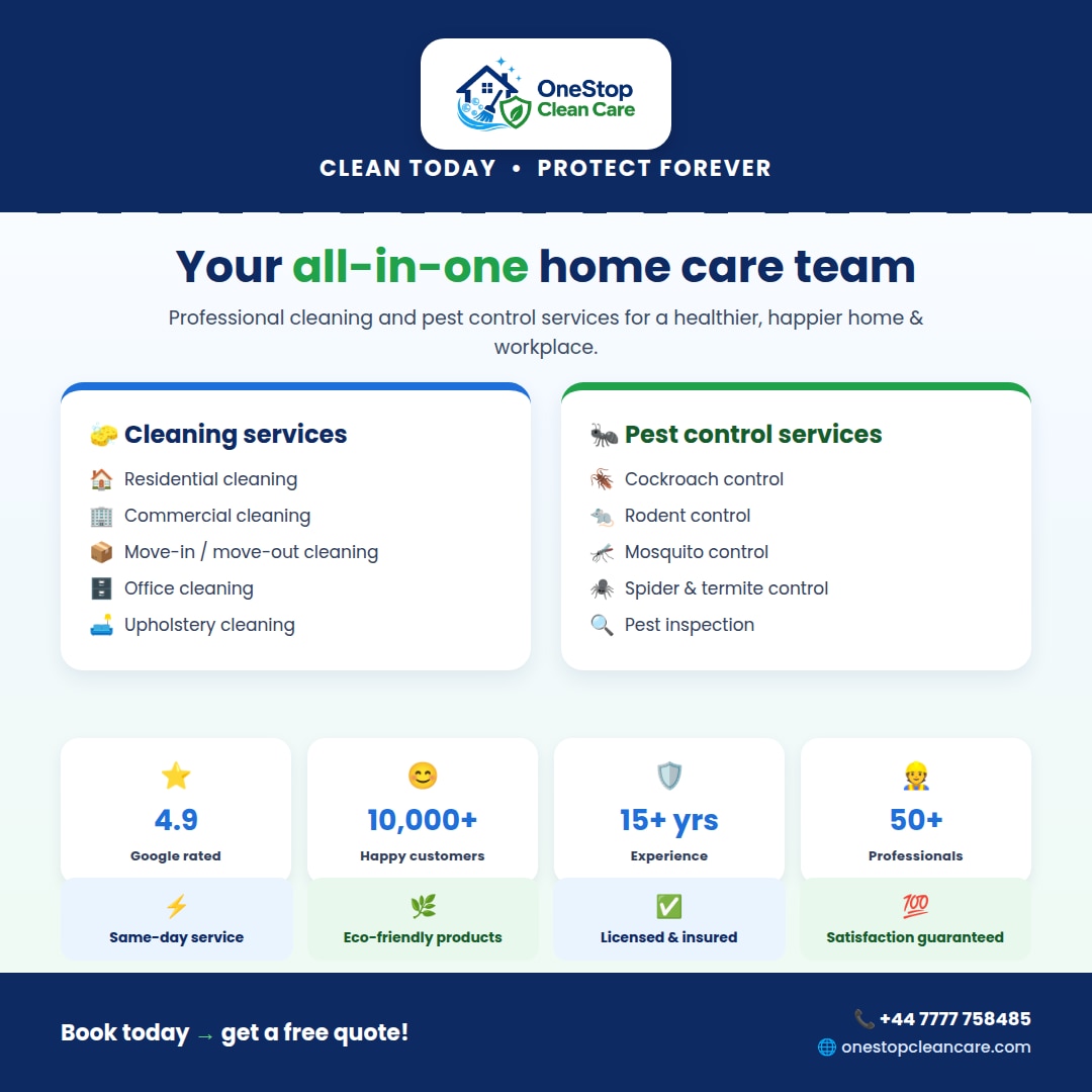 One Stop Clean Care offers a domestic cleaning service near me london for homeowners looking for pro...