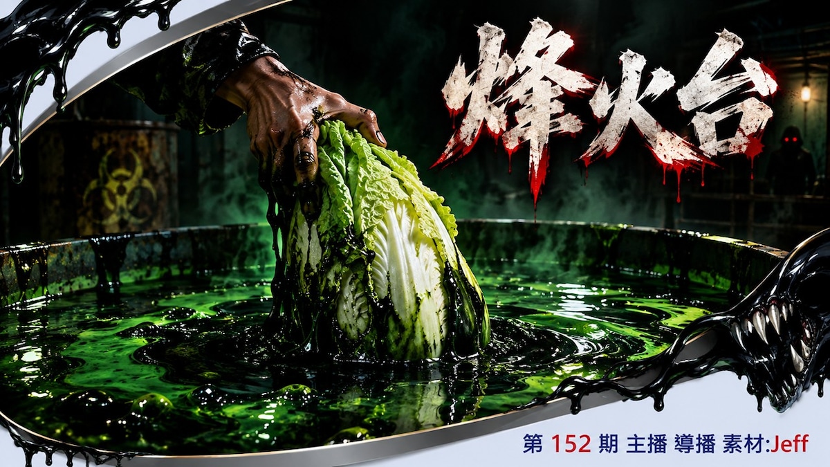 < ⁠烽火台>
十八年前已浸甲醛！河北毒白菜爆雷：韓國泡菜九成九中國貨、台灣洗產地危機，監管失效特供才是真兇
 #澳喜 #粵語 Jeff