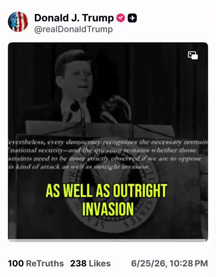 TRUMP JUST REPOSTED JFK’S MOST TERRIFYING SPEECH — AND THE DEEP STATE IS PANICKING

JFK saw it comin...