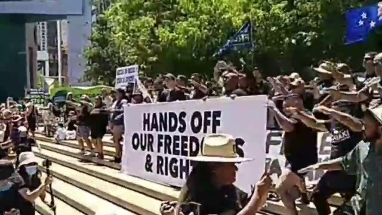 New Zealand 'haka for freedom' during their protest.