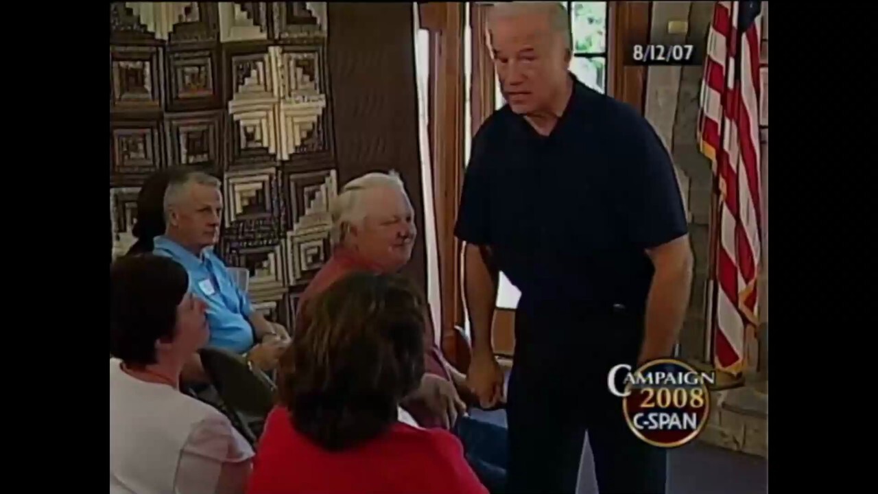 2008 Biden campaigning for President talking about taking a year to pull out of the war. Listen to w...