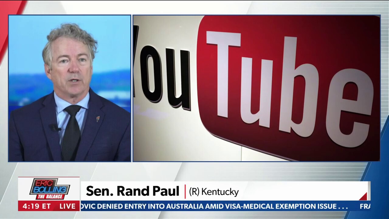 Sen. Rand Paul on why he's leaving the "dangerous" Youtube and other platforms.

"Why should we give...