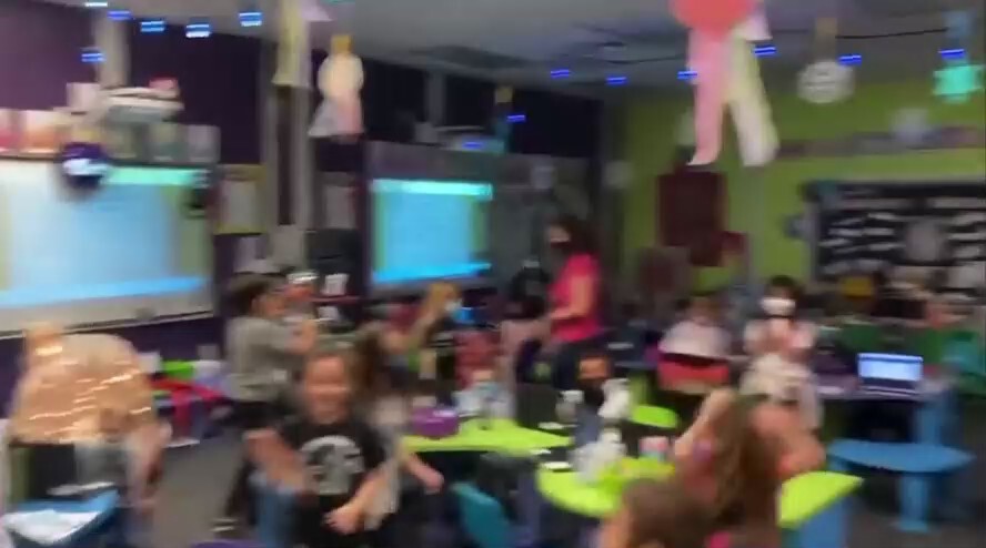 This is the moment a class of Nevada Elementary School students learned news that the Governor ended...