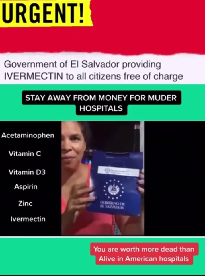 🚨🚨🚨 The Government of El Salvador giving #ivermectin to all citizens free of charge!!! You are worth more to hospitals dead than alive! This is GENOCIDE! Repost!!! #ivermectinworks #covidhoax @drzevzelenko