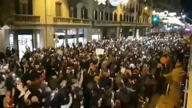 Barcelona tonight as the people come out against covid passports and mandates on a day which saw mil...