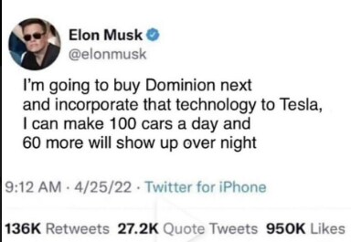 Funny if Musk actually 'tweeted' this ...