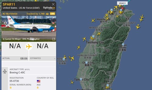 JUST IN - US military jet, carrying a Senator-Congressional delegation, to arrive in #Taiwan shortly...