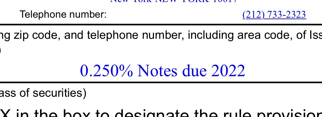 $PFE 
Everyone getting excited about the potential delisting of Pfizer stock. Not true at all. In the filing they reference a 0.25% convertible note due in 2022. They likely bought this in an are retiring the convertible security from the exchange. 

This is not news at all. 