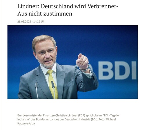 Kein #Verbrenner-Aus in #Deutschland

Die FDP folgt der Forderung der #AfD - zumindest nach dieser Ankündigung. 

Wir erwarten dann morgen auch die Umsetzung der FDP-Ankündigung in der Realität im Bundestag!

https://www.stuttgarter-zeitung.de/inhalt.eu-lindner-deutschland-wird-verbrenner-aus-nicht-zustimmen.ef0afef8-fa09-41d3-98b6-a4722440f14d.html

https://twitter.com/dirkspaniel/status/1539225524639260674

Diskussion gern auf FB: https://www.facebook.com/spaniel.afd/posts/3196553373960847

https://www.instagram.com/p/CfEdeQ6t4IQ/

https://t.me/SpanielMdB/1843

Dr. Dirk Spaniel MdB
Verkehrspolitischer Sprecher 
der AfD-Bundestagsfraktion
Alternative für Deutschland