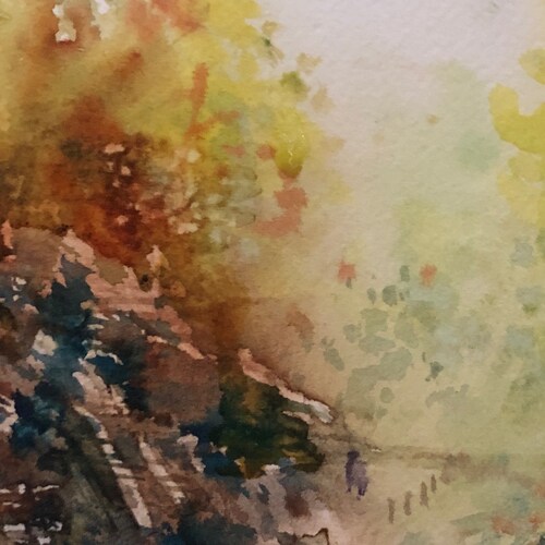 Knitter, watercolor artist