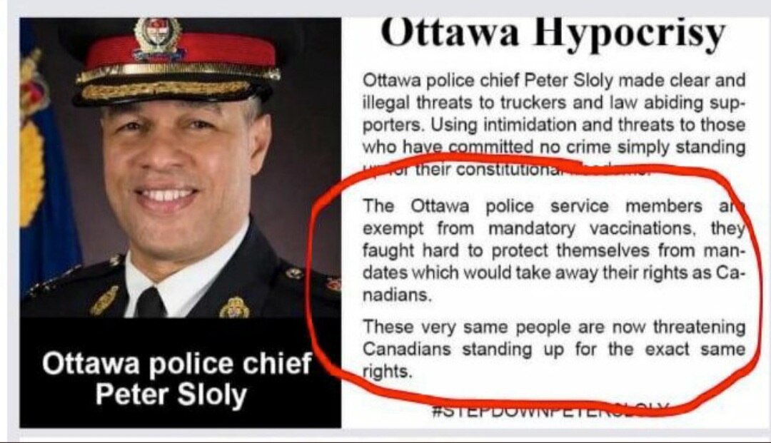 The Ottawa Police are exempt. #NoMandatoryVaccines 