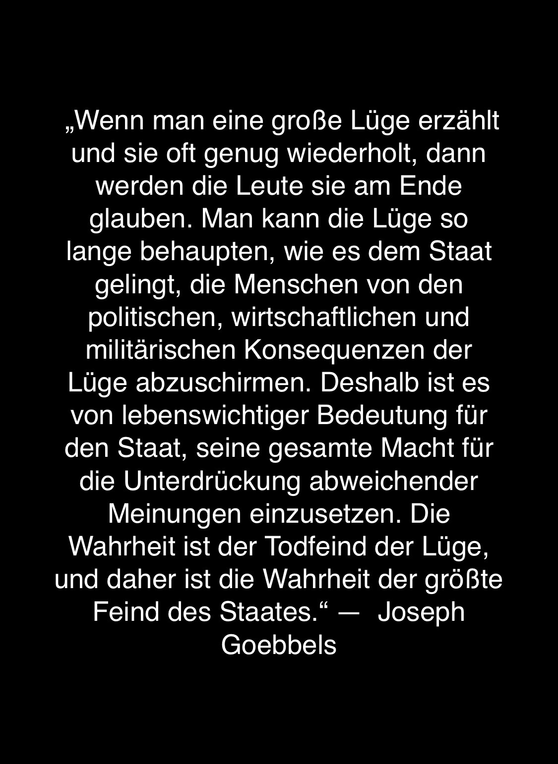 Zitate on GETTR „Wenn man eine große Lüge erzählt und sie oft genug