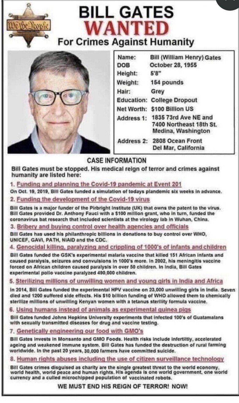 There are few people on the planet more sinister and evil than those in the Gates family, Bill Gates...