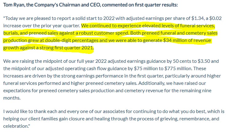 🚨🚨How does SCI a funeral home company keep beating & raising numbers if Covid varients have been a...