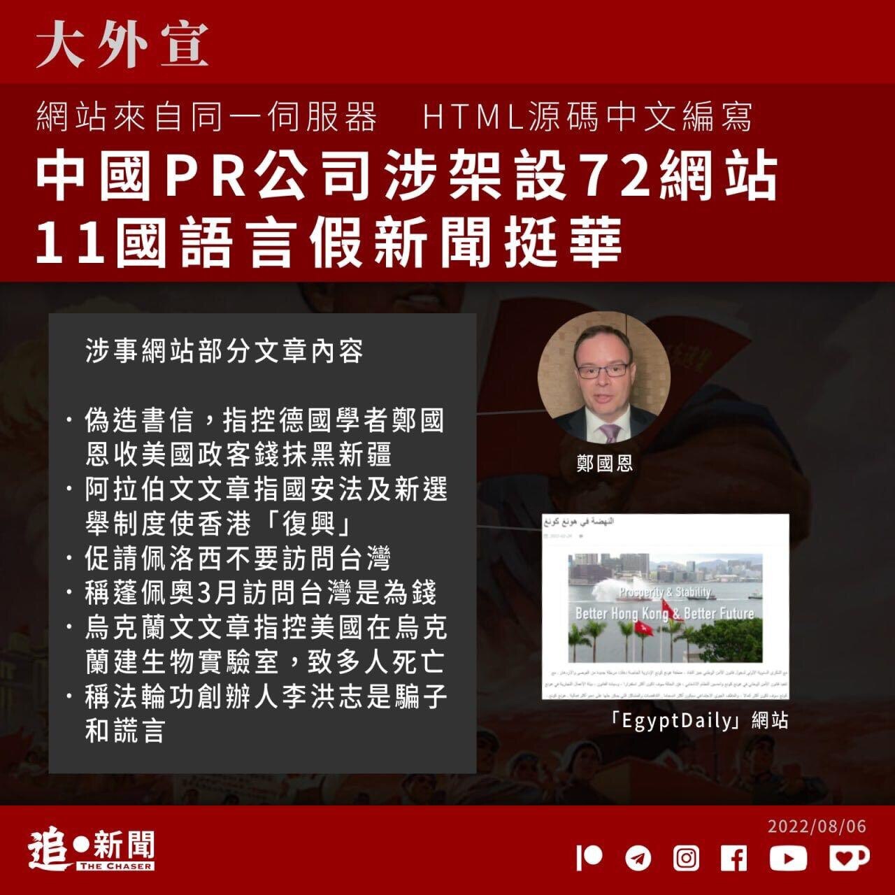 中共大外宣被扒出多起造假新闻，网站来自同一伺服器，用HTML源码中文编写，中共PR公司涉架设72家网站，用11国语言假新闻挺华 #大外宣ccp 