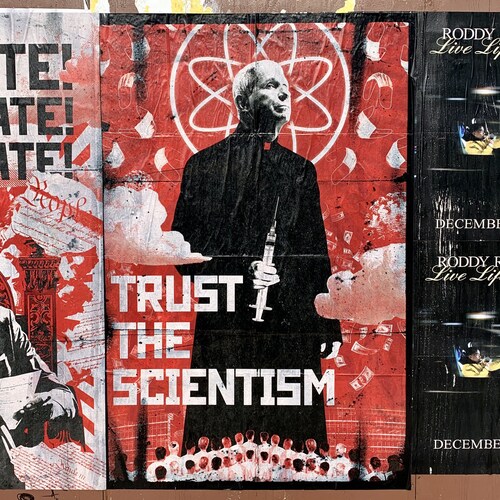 Rogue street art appears overnight in D.C. 
Fauci - trust the scientism