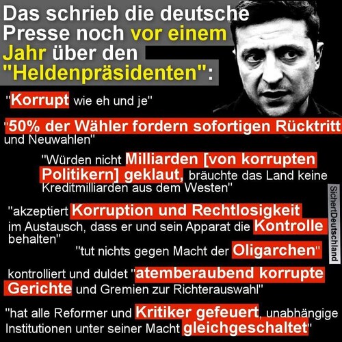 So schrieb die Süddeutsche noch vor weniger als einem Jahr über den "Clown" Selenskyj